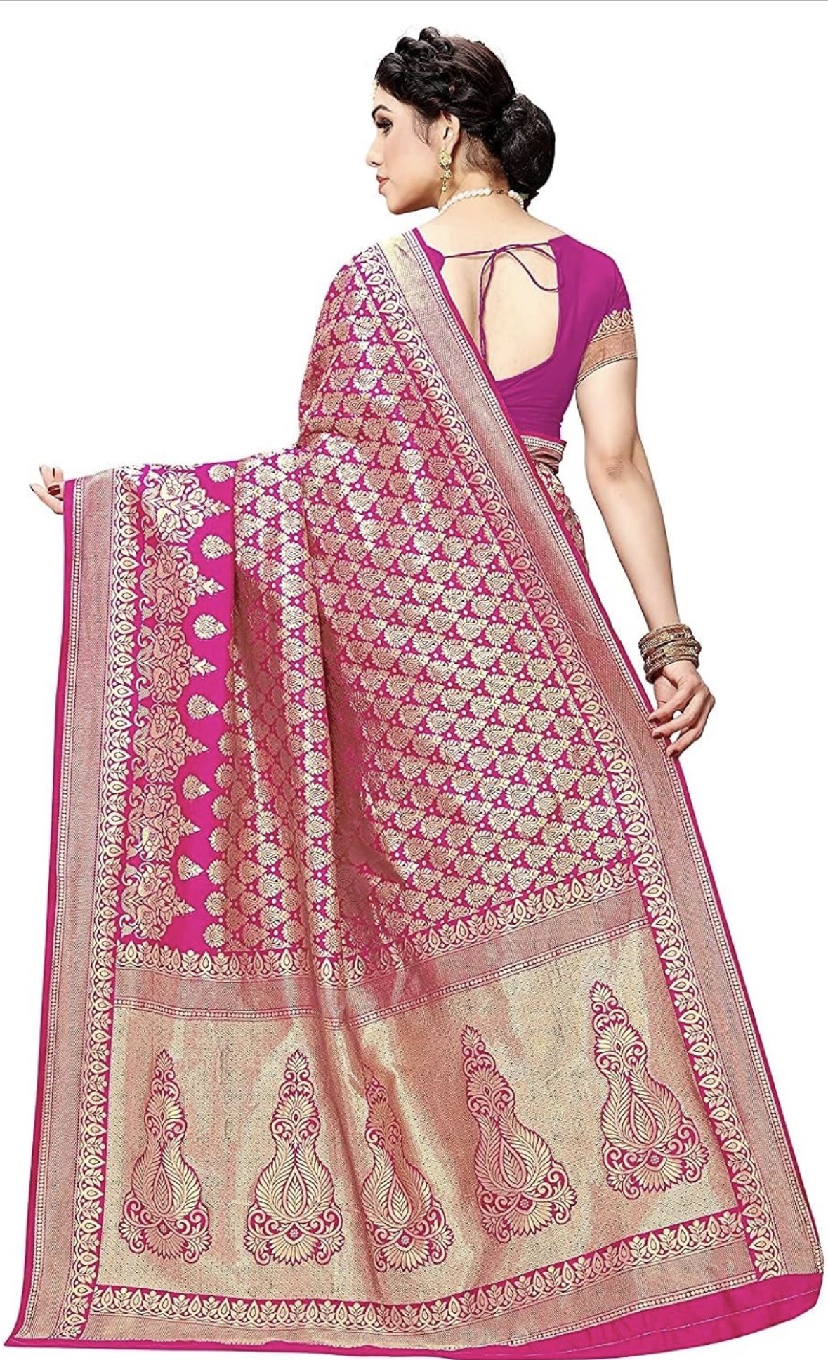 Yashika Women's Trendy Banarasi Kanjivaram Navy Color Art Silk Saree with Blouse Material